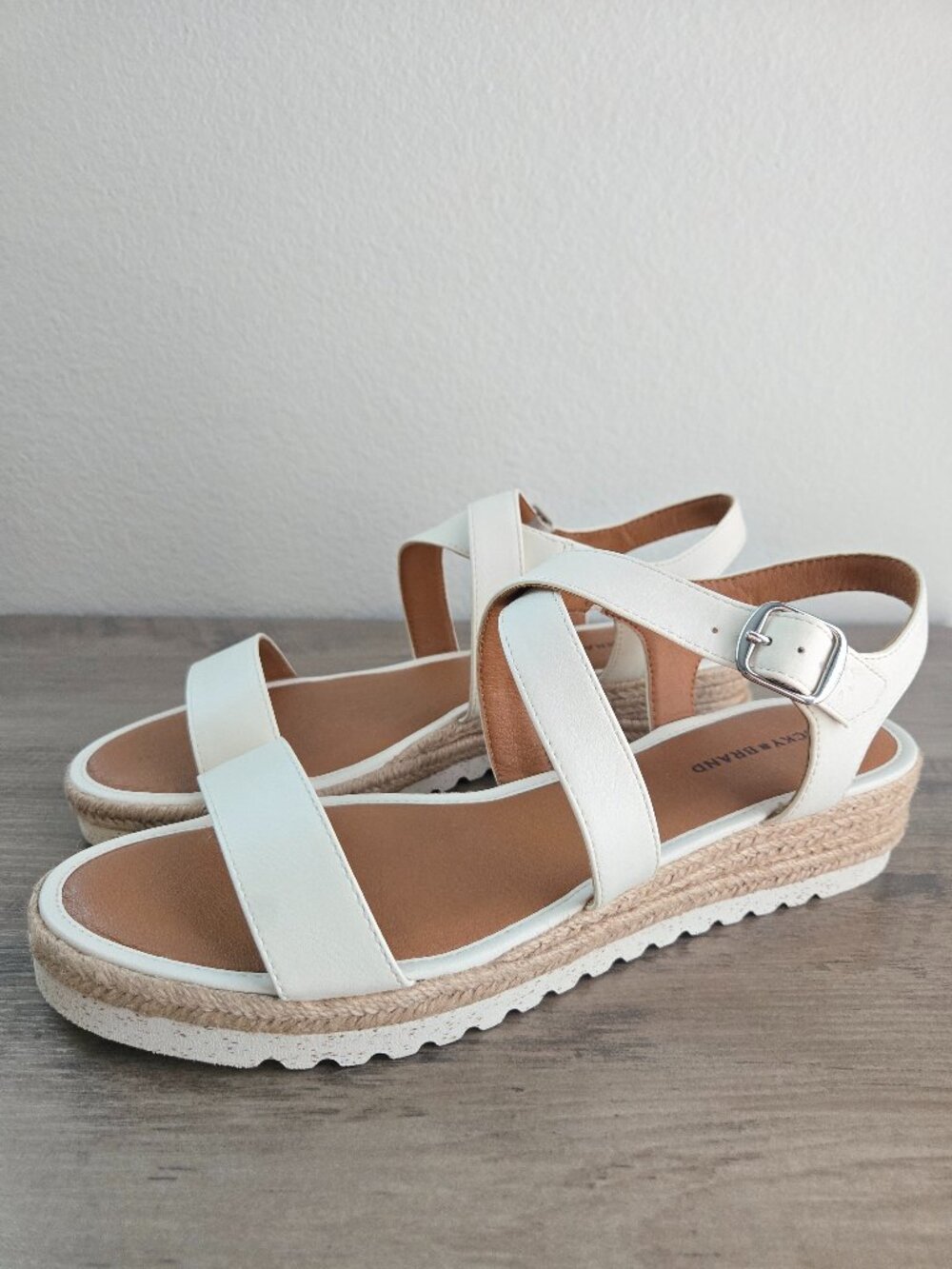 Lucky Brand Women's Trianna Strappy Espadrille Wedge Sandals Off White Size 10M